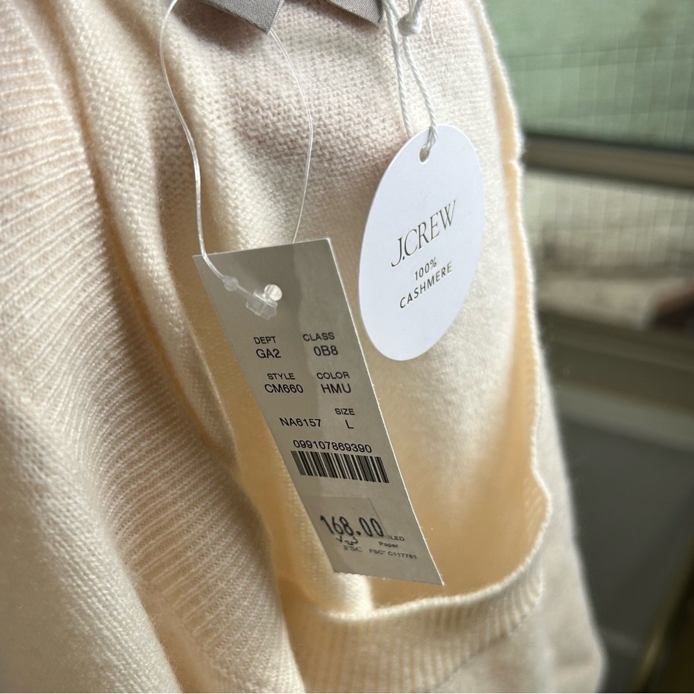 NWT J. Crew 100% Cashmere Relaxed Fit Sweater Vest in Heather Muslin Size Large - Picture 11 of 15